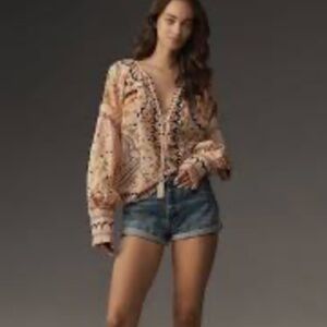 FARM Rio Beige Jaipur Blouse Size Small